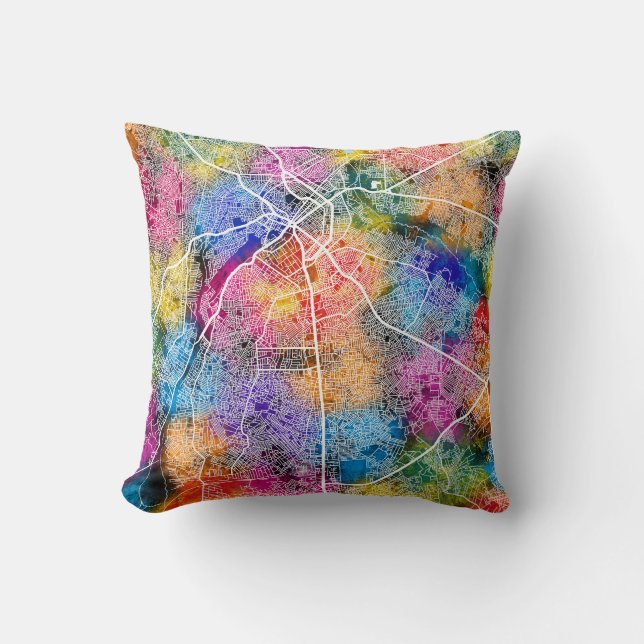 Benin City Nigeria City Map Throw Pillow (Front)