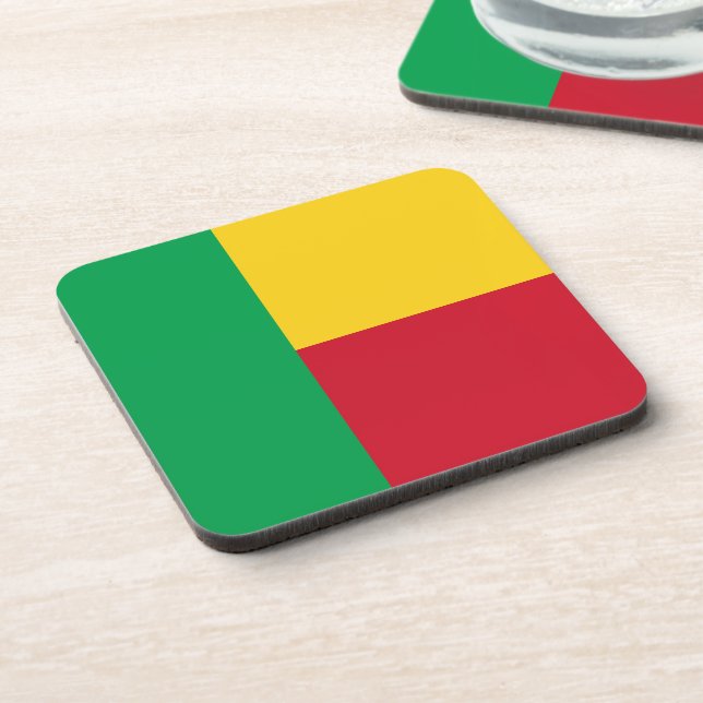 Benin flag beverage coaster (Left Side)