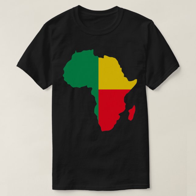 Benin Flag Clipped Inside Africa Map T-Shirt (Design Front)
