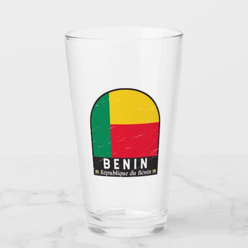 Benin Flag Emblem Distressed Vintage Glass