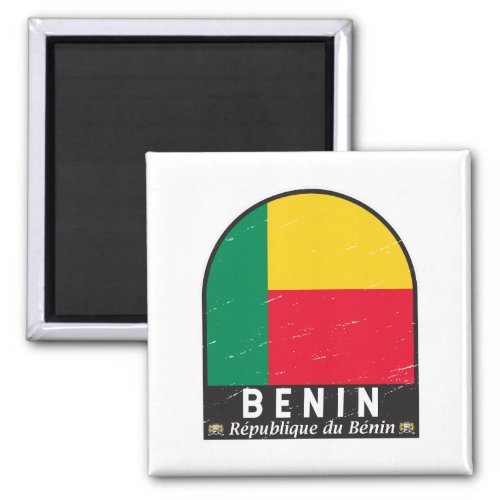 Benin Flag Emblem Distressed Vintage Magnet