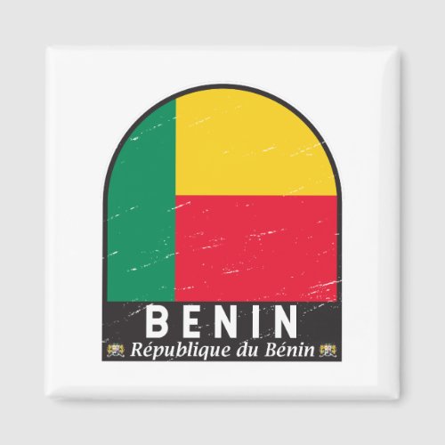 Benin Flag Emblem Distressed Vintage Magnet