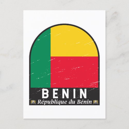 Benin Flag Emblem Distressed Vintage Postcard