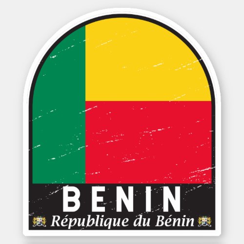 Benin Flag Emblem Distressed Vintage Sticker