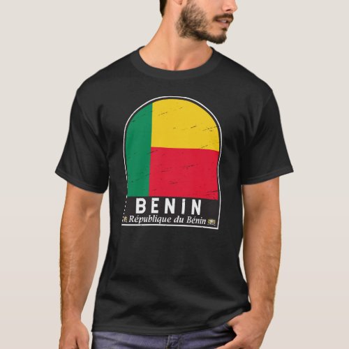 Benin Flag Emblem Distressed Vintage T_Shirt