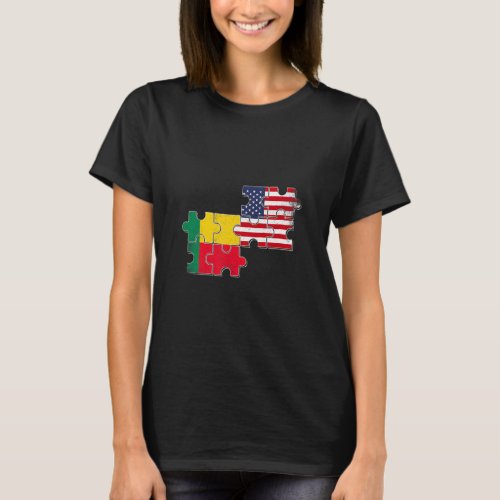 Benin USA Beninese American Flag  T_Shirt