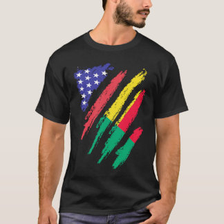Beninese American Patriot Grown Heart Flag Stripes T-Shirt