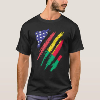 Beninese American Patriot Grown Heart Flag Stripes T-Shirt