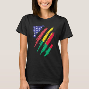Beninese American Patriot Grown Heart Flag Stripes T-Shirt