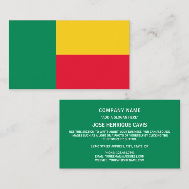 Beninese Flag, Flag of Benin Business Card (Front/Back)