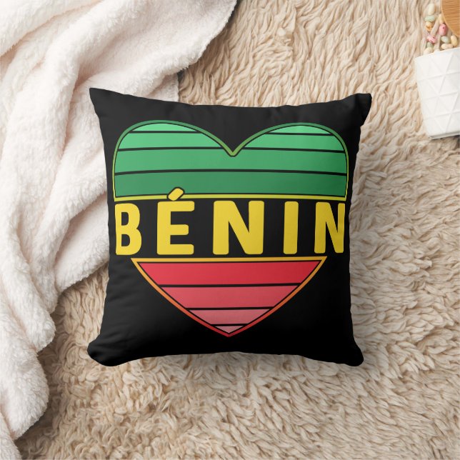 Beninese Heart, I Love Benin Throw Pillow (Blanket)