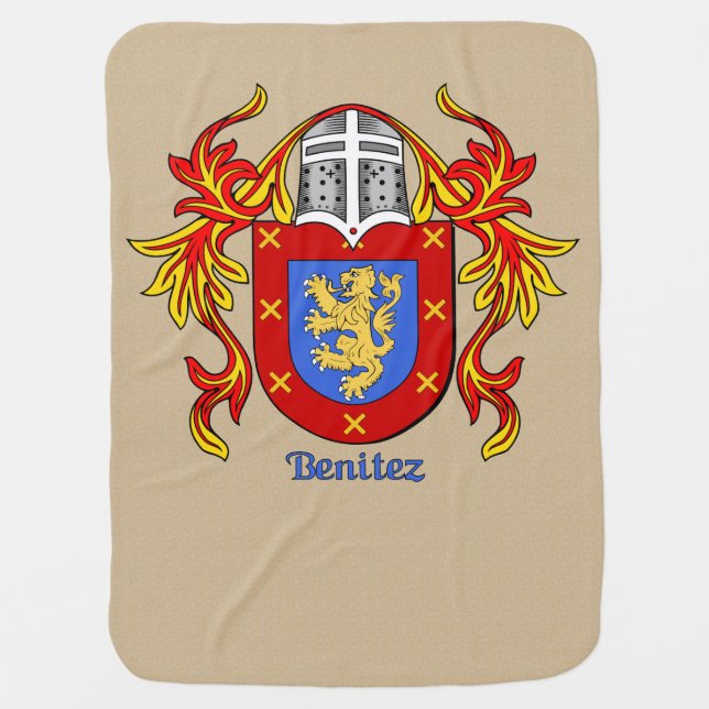Benitez Heraldic Shield and Mantling Swaddle Blanket (Front)