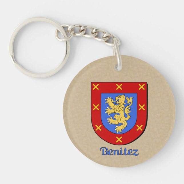 Benitez Historical Shield with Flag of Mexico Keychain (Front)