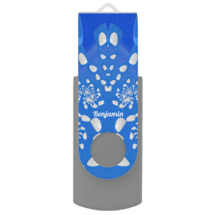 BENJAMIN ~ Abstract Pattern Shades Blue and White Flash Drive