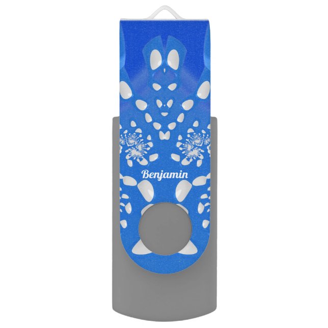 BENJAMIN ~ Abstract Pattern Shades Blue and White  Flash Drive (Back (Vertical))