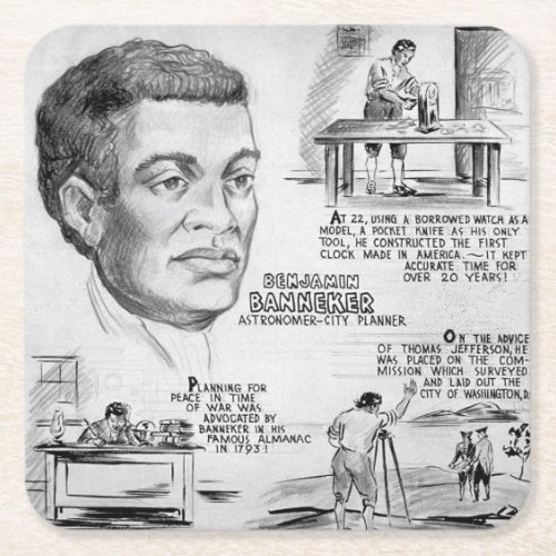 Benjamin Banneker Black American Scientist Square Paper Coaster