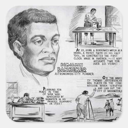 Benjamin Banneker Black American Scientist Square Sticker