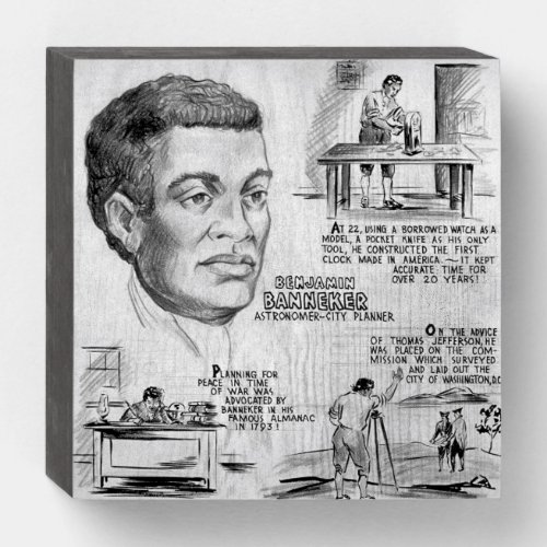 Benjamin Banneker Black American Scientist Wooden Box Sign