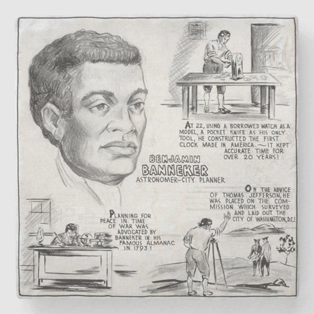 Benjamin Banneker: Black Scientist & Revolutionary Stone Coaster (Front)