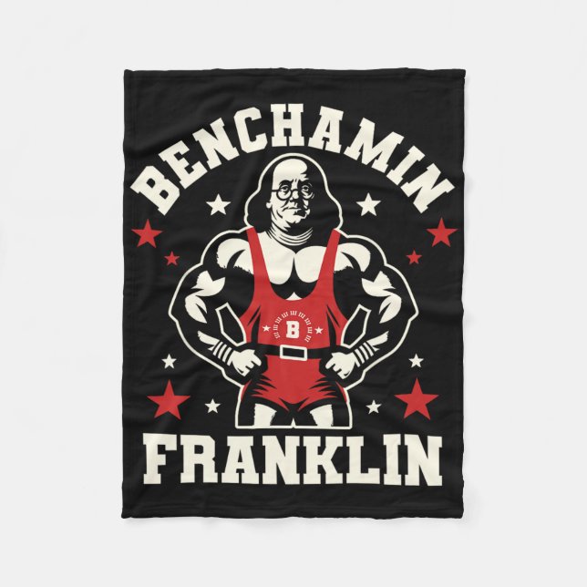 Benjamin Benchamin Franklin Bench Press Bodybuildi Fleece Blanket (Front)