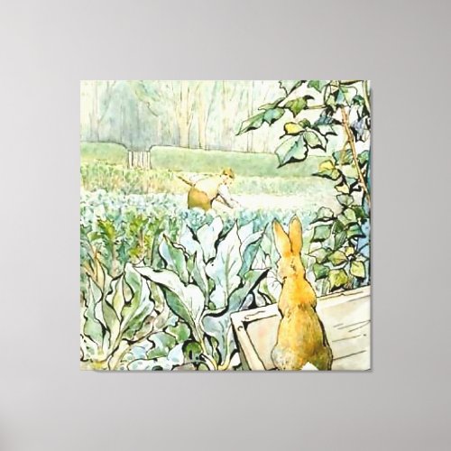 Benjamin Bunny Watches Farmer Brown by Beatrix P Canvas Print