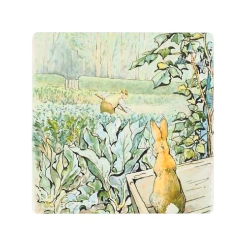 Benjamin Bunny Watches Farmer Brown by Beatrix P Metal Print