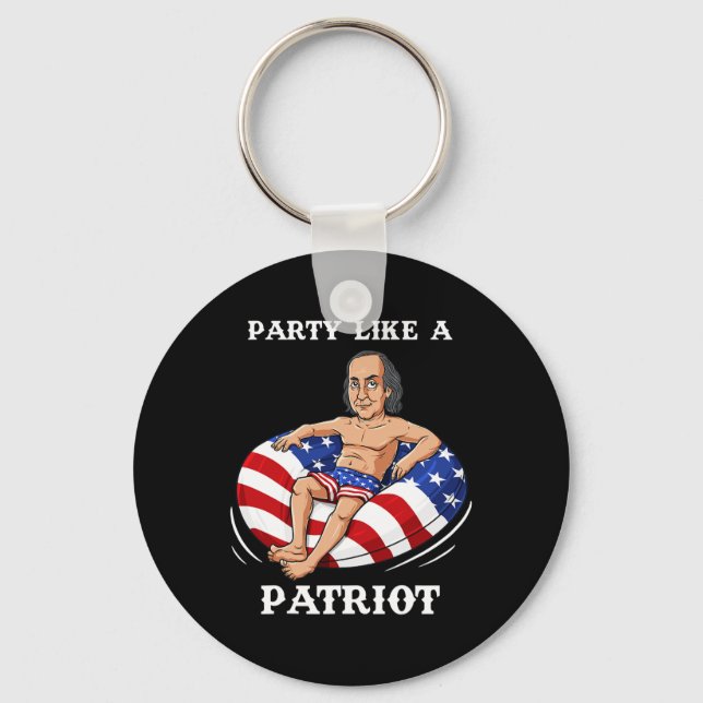 Benjamin Franklin 4th Of July USA Patriot Fun  Keychain (Front)
