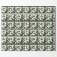 Vintage Money Gift Wrap, Wrapping Paper, Money, Ben Franklin