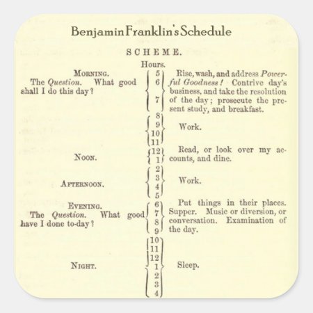 Benjamin Franklin Autobiography Schedule Stickers