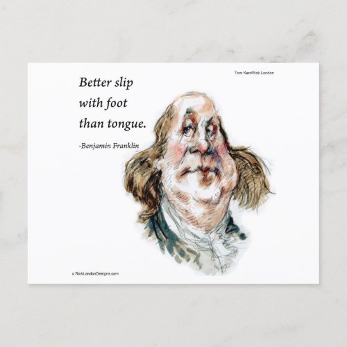 Benjamin Franklin Caricature  Quote  Postcard