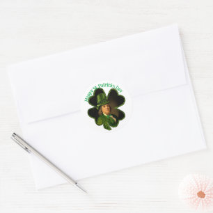 Benjamin Franklin Clover St Patrick's Day Classic Round Sticker