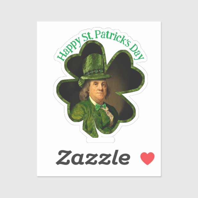 Benjamin Franklin Clover St Patrick's Day Sticker (Sheet)