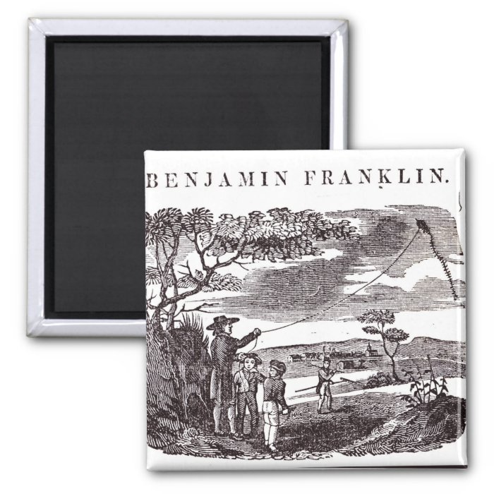 Benjamin Franklin  Conducts his Kite Experiment Fridge Magnet