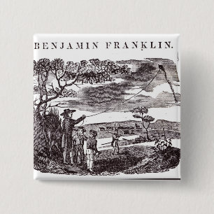 Benjamin Franklin Conducts his Kite Experiment Pinback Button
