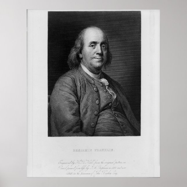 BENJAMIN FRANKLIN Engraving by H.B. Hall Poster (Front)