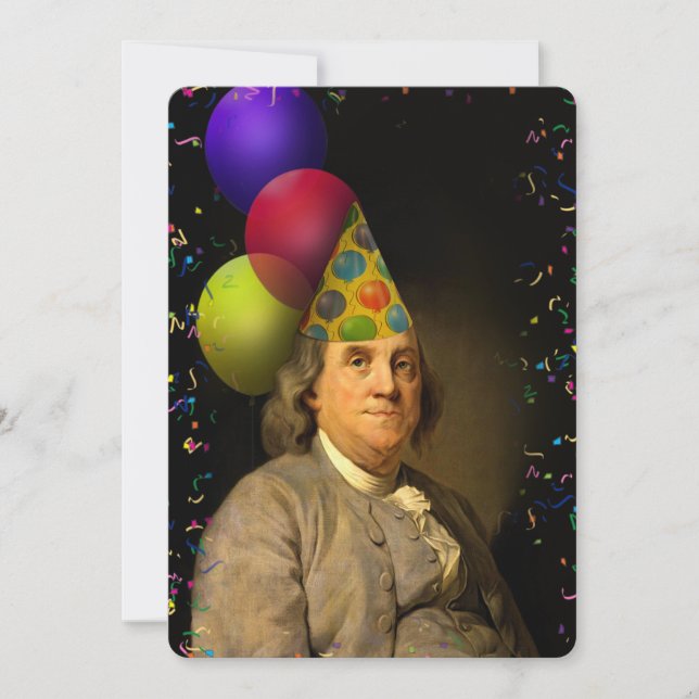 Benjamin Franklin Happy Birthday Invitation (Front)