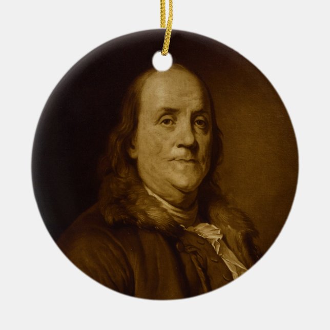 Benjamin Franklin Head and Shoulders Portrait Ceramic Ornament (Front)