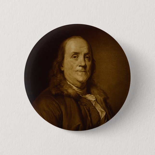 Benjamin Franklin Head and Shoulders Portrait Pinback Button (Front)