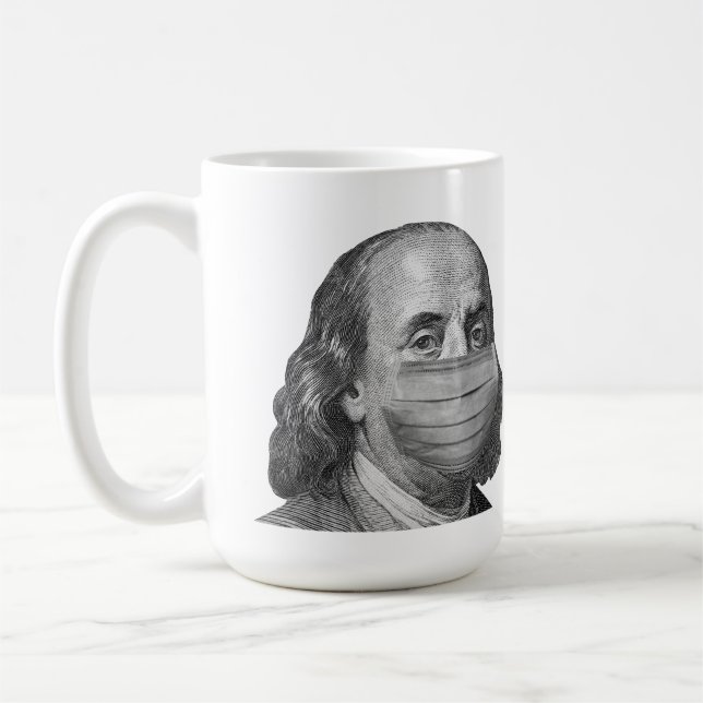 Benjamin Franklin in mask Coffee Mug (Left)