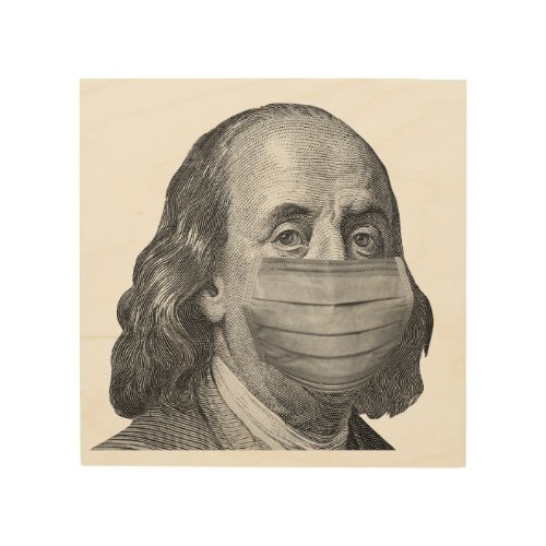 Benjamin Franklin in mask Wood Wall Art