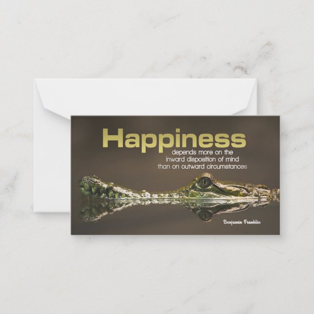 Benjamin Franklin Inspirational Quote "Happiness" Note Card (Front)