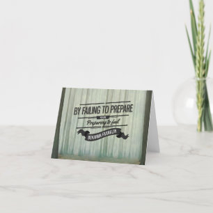 Benjamin Franklin Inspirational Quote "Prepare" Letterpress Thank You Card