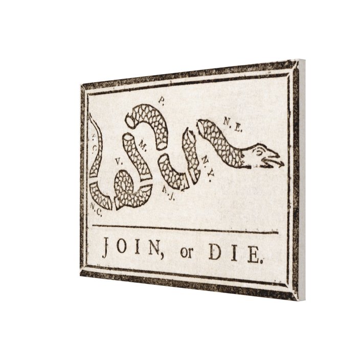 Benjamin Franklin "Join or Die" Cartoon Poster Canvas Print | Zazzle.com