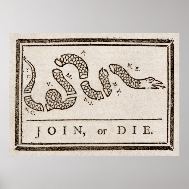 Benjamin Franklin Join or Die Cartoon Print (Front)