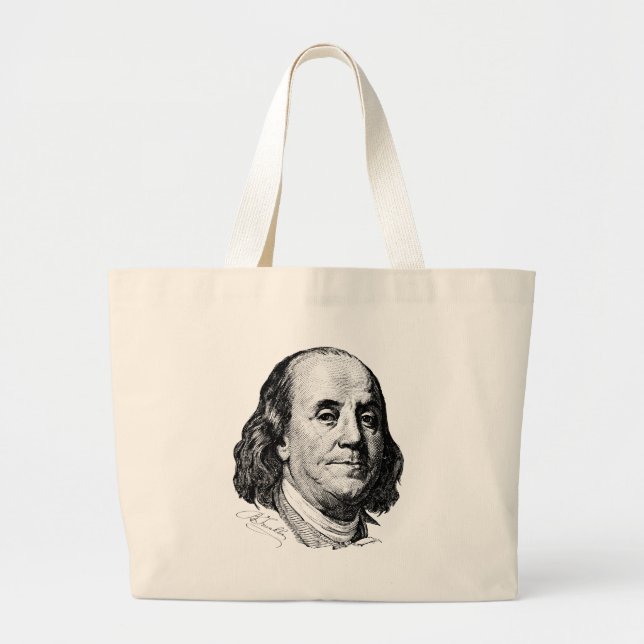 Benjamin Franklin Large Tote Bag (Front)