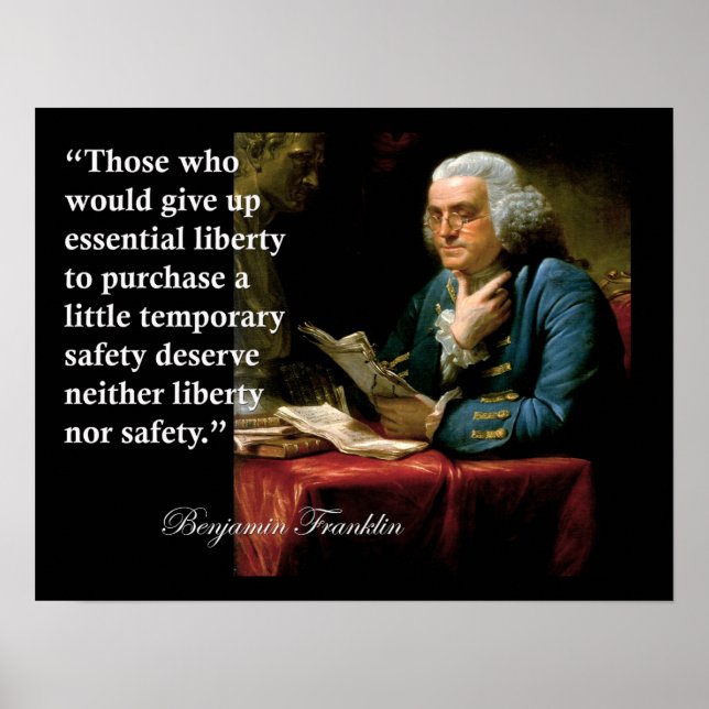 Benjamin Franklin Liberty Freedom Quote Print (Front)