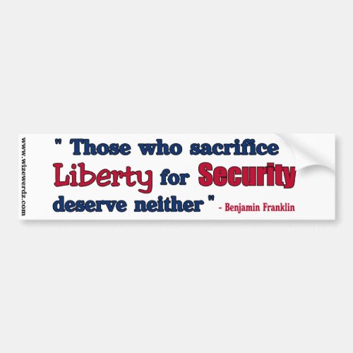 Benjamin Franklin _ Liberty vs Security sticker