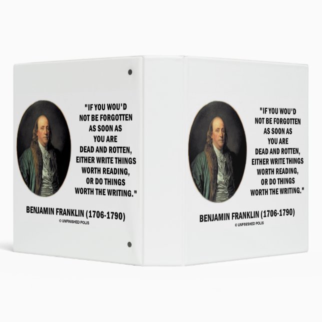 Benjamin Franklin Not Be Forgotten Reading Writing 3 Ring Binder (Background)