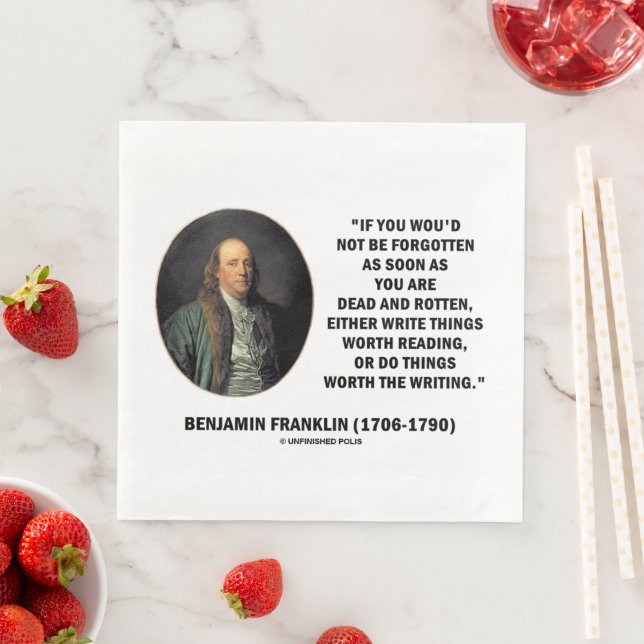 Benjamin Franklin Not Be Forgotten Reading Writing Paper Dinner Napkins (Insitu)