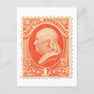 Benjamin Franklin One Cent US Postage Stamp Postcard